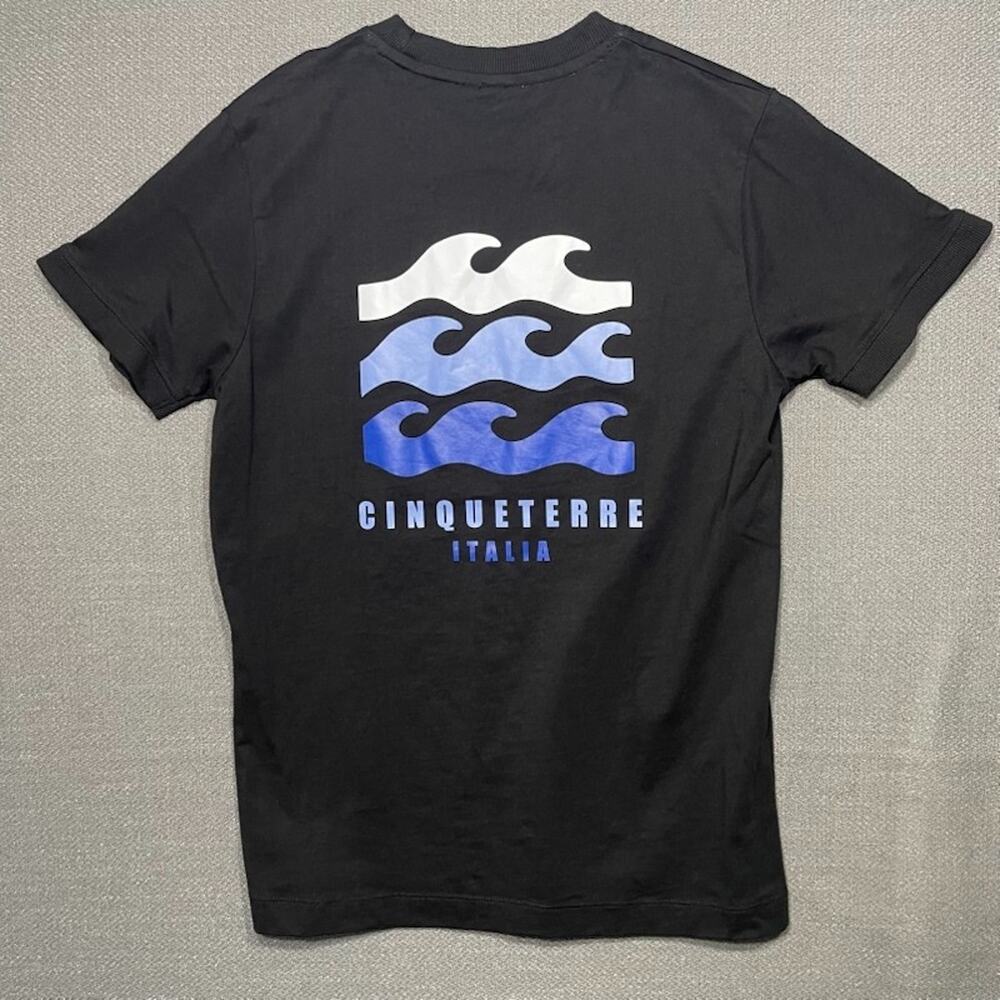 Cinque Terre Italia Tee Mens Medium Black Coastal Travel Graphic Shirt M